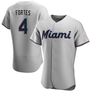 Authentic Nick Fortes Men's Miami Marlins Road Jersey - Gray