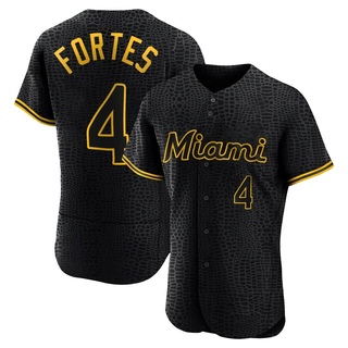 Authentic Nick Fortes Men's Miami Marlins Snake Skin City Jersey - Black