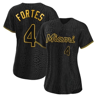 Authentic Nick Fortes Women's Miami Marlins Snake Skin City Jersey - Black