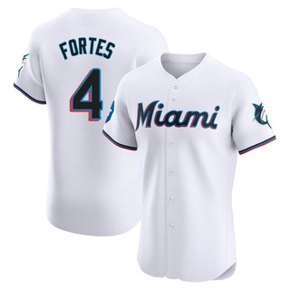 Elite Nick Fortes Men's Miami Marlins Home Patch Jersey - White