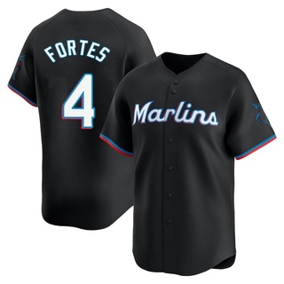 Limited Nick Fortes Men's Miami Marlins Alternate Jersey - Black