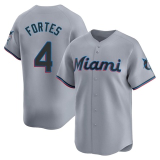 Limited Nick Fortes Youth Miami Marlins Road Jersey - Gray