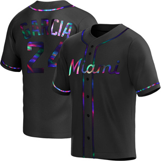 Replica Avisail Garcia Men's Miami Marlins Alternate Jersey - Black Holographic