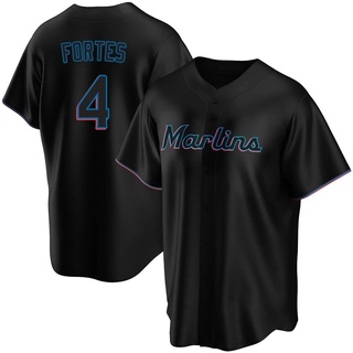 Replica Nick Fortes Men's Miami Marlins Alternate Jersey - Black